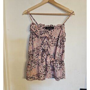 Swankys Blouse Size Medium Pink Animal print spaghetti straps